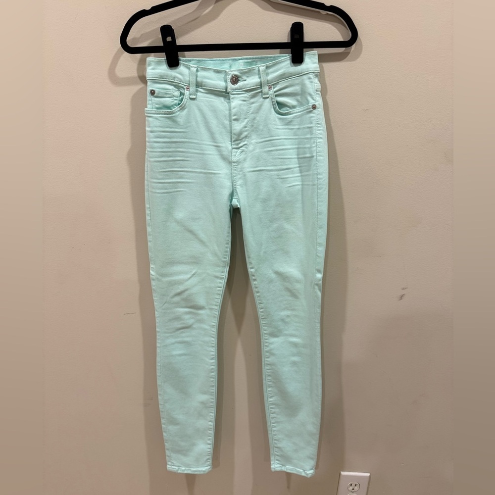 7 For All Mankind Women’s Jeans size 26 High Waist Ankle Skinny Color Mint